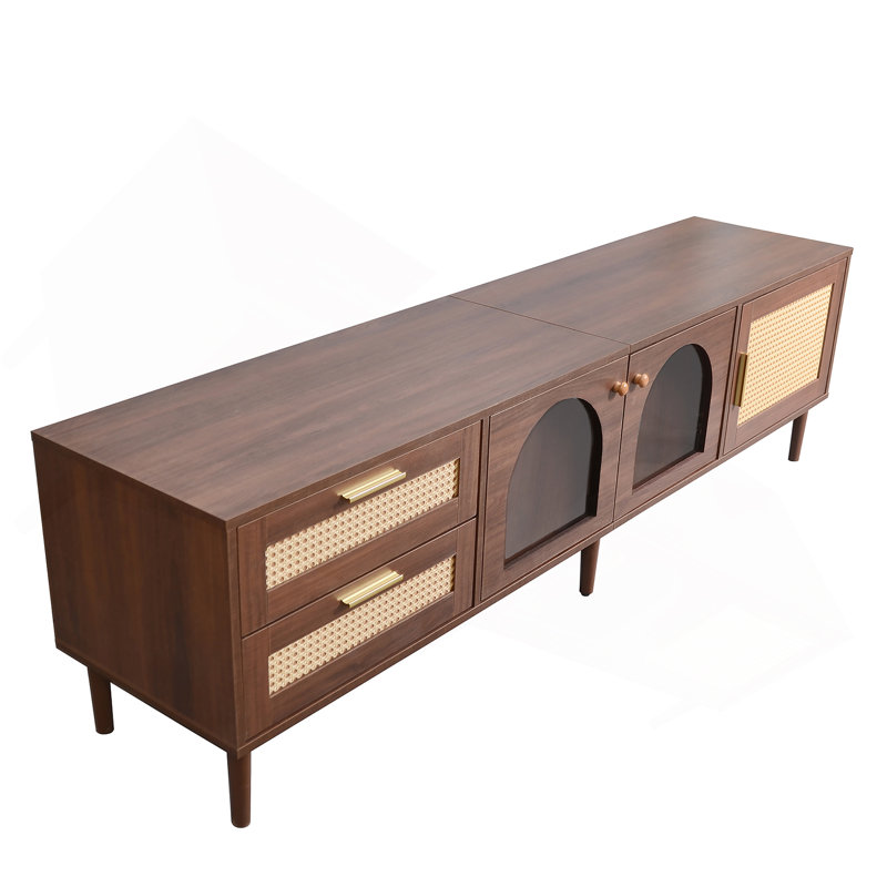 TV Stand with Solid Wood Legs, 80" TVs