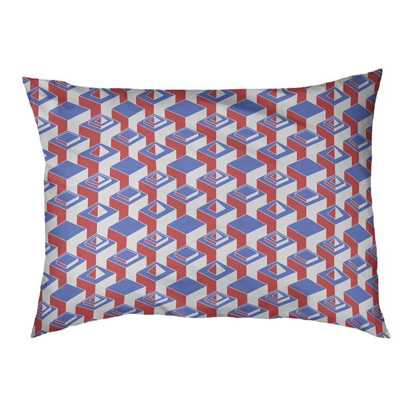 Coussin pour chien en extérieur à motif skyscrapers Chen, Moyen (l 40 po x P 6,5 po x H 30 po), Bleu / Rouge