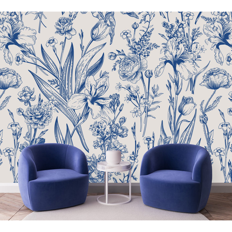 Floral Wall Mural, 0.84' W x 8.34' L