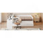 Lit plateforme double en bois avec 6 tiroirs, tablettes et coiffeuse, blanc-928804929