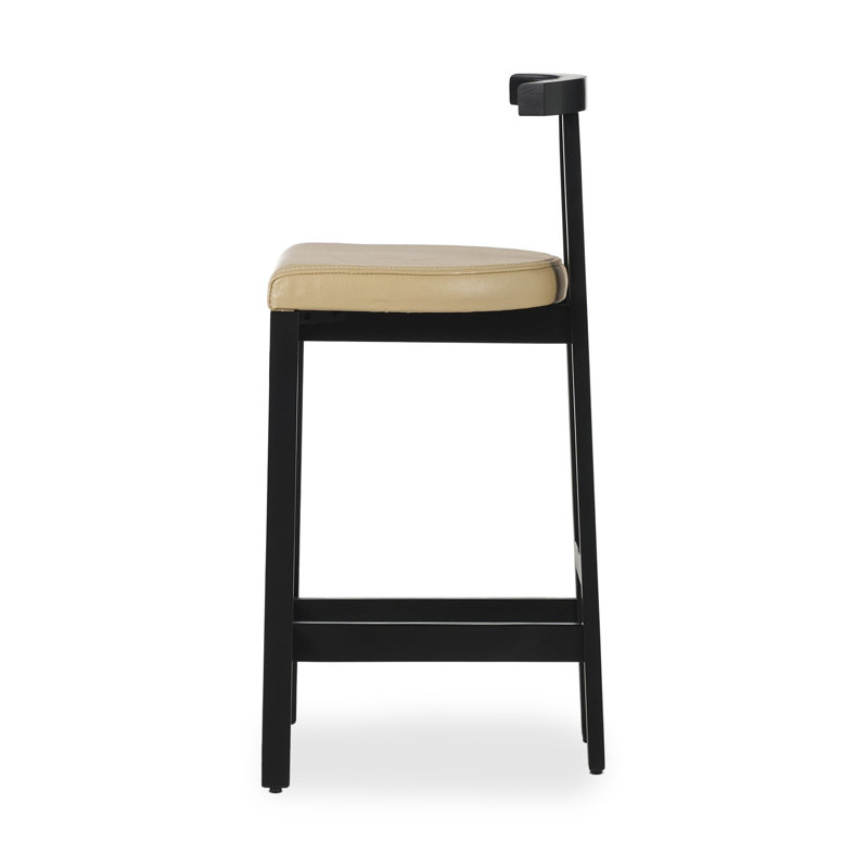 Easah Leather Bar & Counter Stool, Black Rosa Morada, Counter Stool (26” Seat Height)