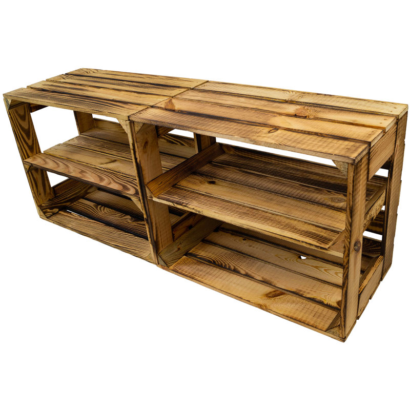 4 Pair Stackable Solid Wood Shoe Rack