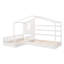 Lit simple en bois avec clôture, structure en L à 2 lits simples, lit plateforme en pin massif avec lattes, blanc-1427094337
