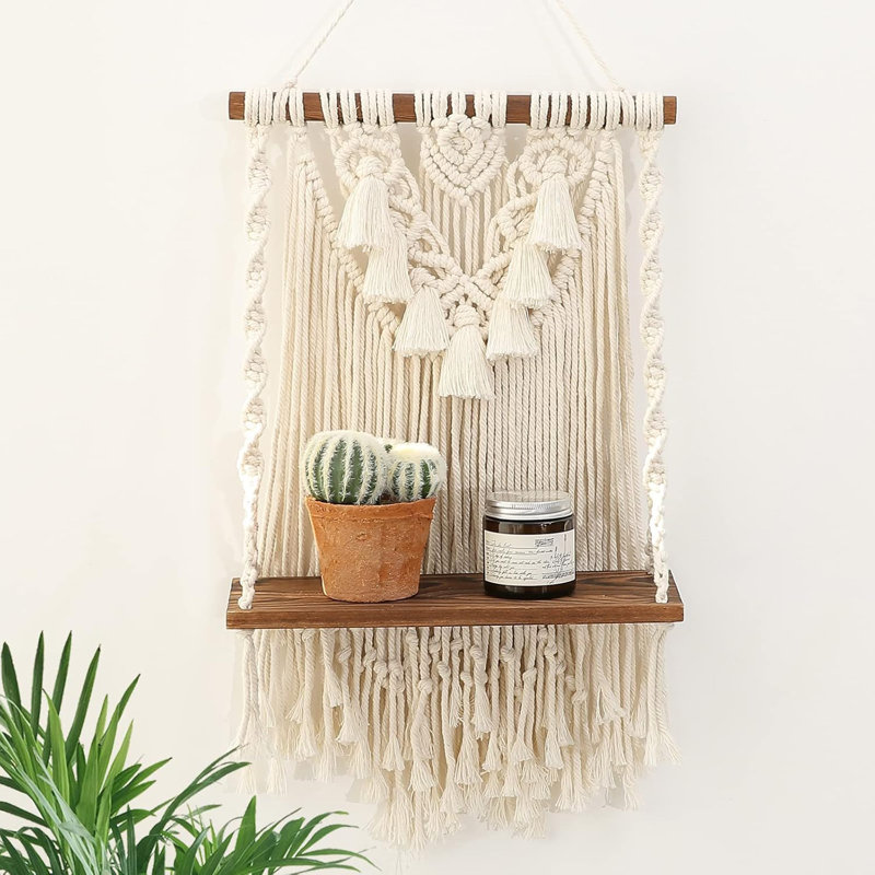 Tablette suspendue à un niveau Macramé Boho