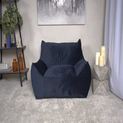 Fauteuil à billes Velveteen avec accoudoirs, bleu minuit