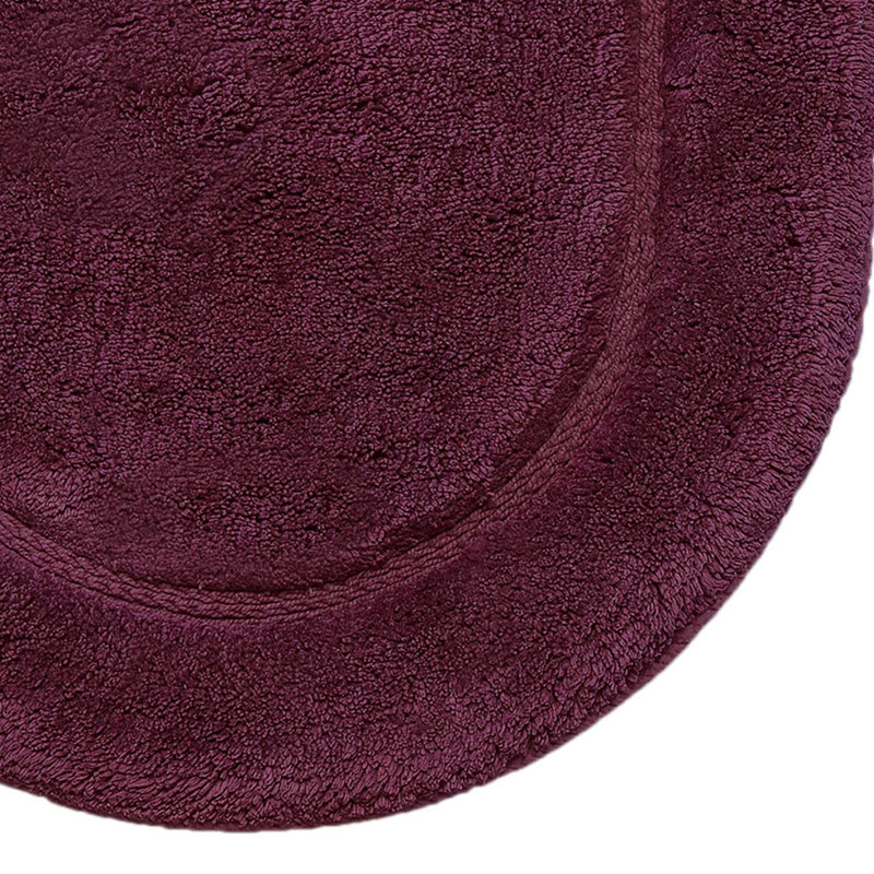 Sandcliff Cotton Non-Skid Machine Washable 2 Piece Oval Bathroom Rug Set, Oval Purple