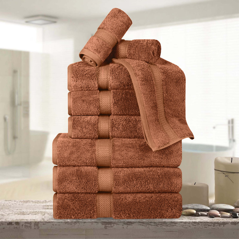 Scotia Egyptian Cotton Bath Towel Set, Rust, 9Pc Towel Set  (3Bath, 3Hand, 3Face)