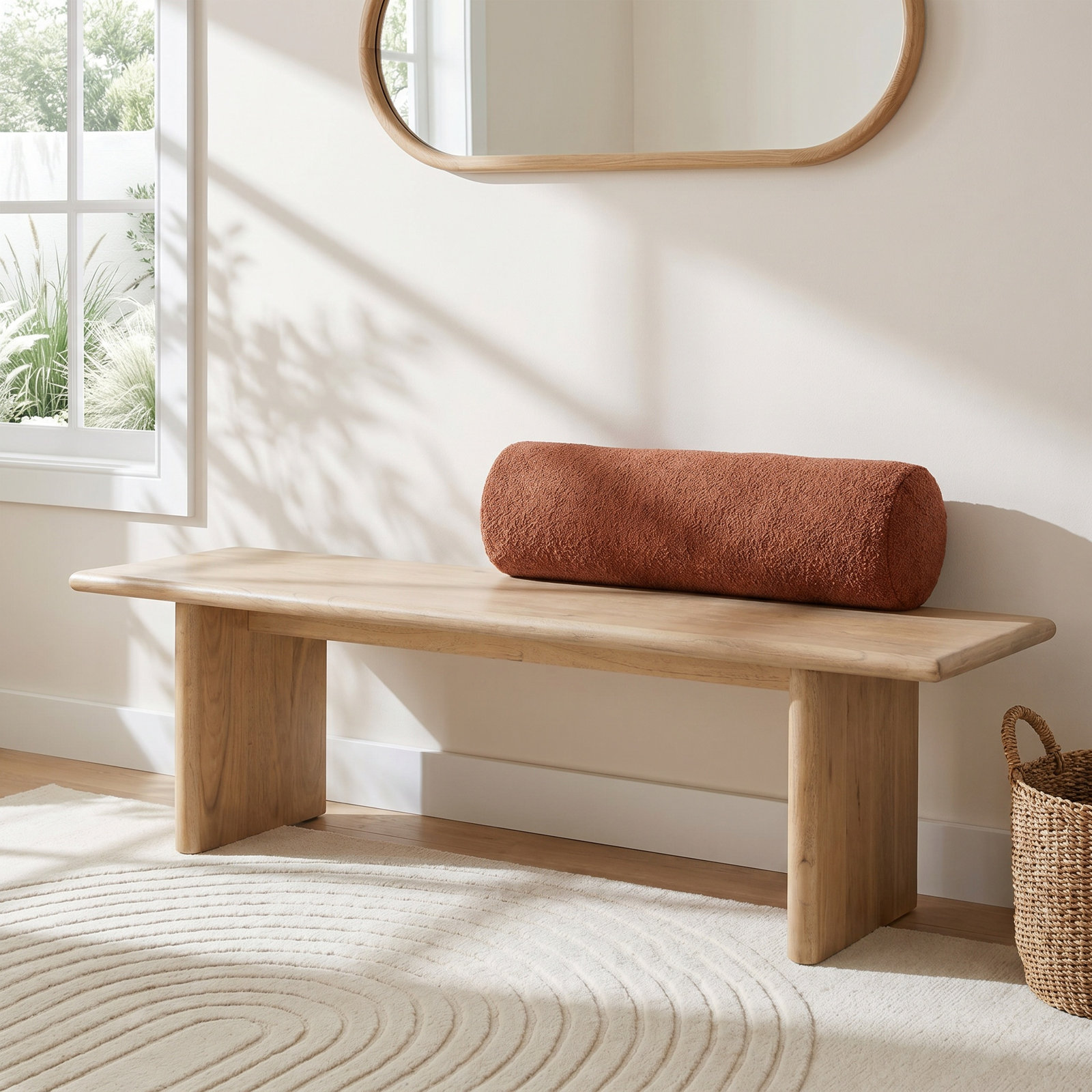 Soleil 64" Dining Bench, Blonde Oak