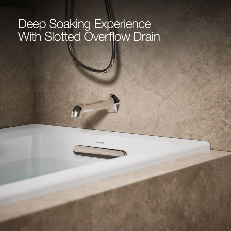 Archer® 60" x 30" Drop-in Whirlpool Bathtub, White, Right