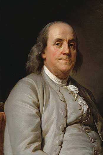 « portrait benjamin franklin » par joseph-siffrede duplessis-impression, H 36 po x l 24 po x P 1,5 po