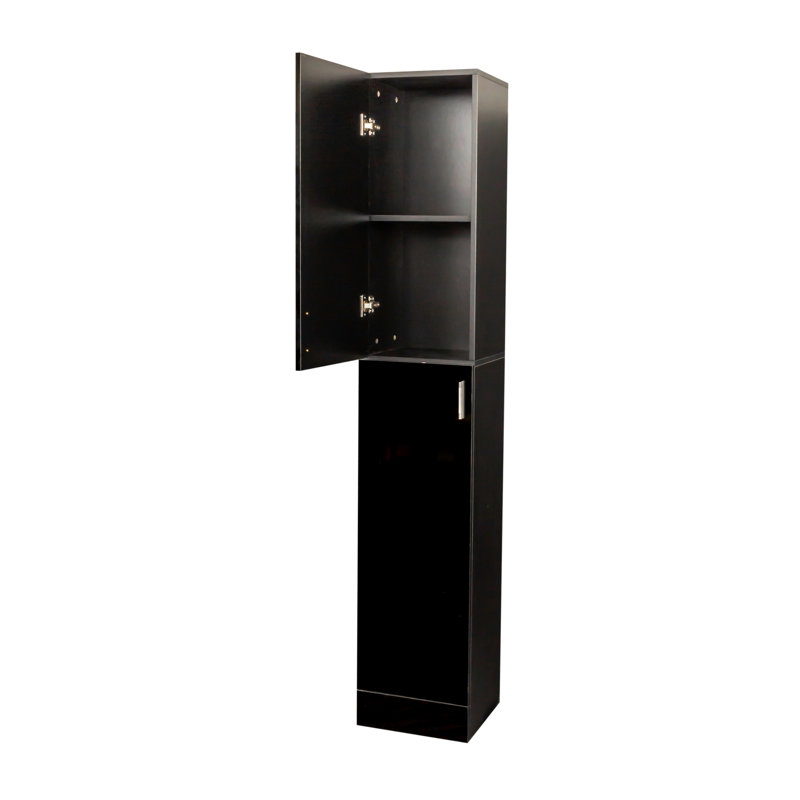 Garde-manger, armoire étroite étroite, armoire autoportante avec tablettes non ajustables et deux portes pour la cuisine, la salle à manger, noir