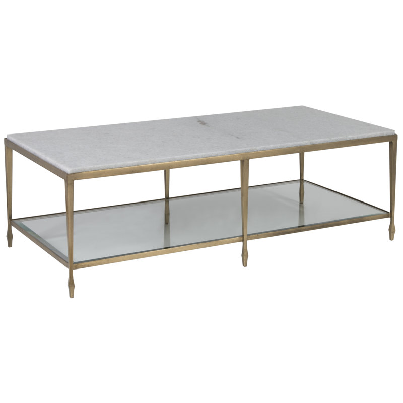 Grano de Sal Marble and Gold Leaf 54" Rectangular Cocktail Table
