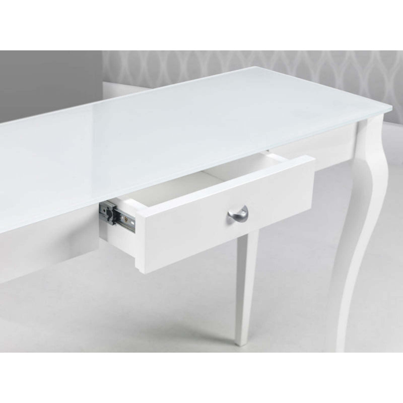 Izatt 110cm Glass Top Console Table, White