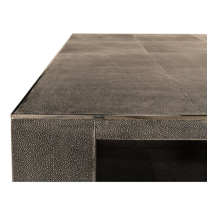 Black Square Wood Coffee Table with Stainless Steel Accents