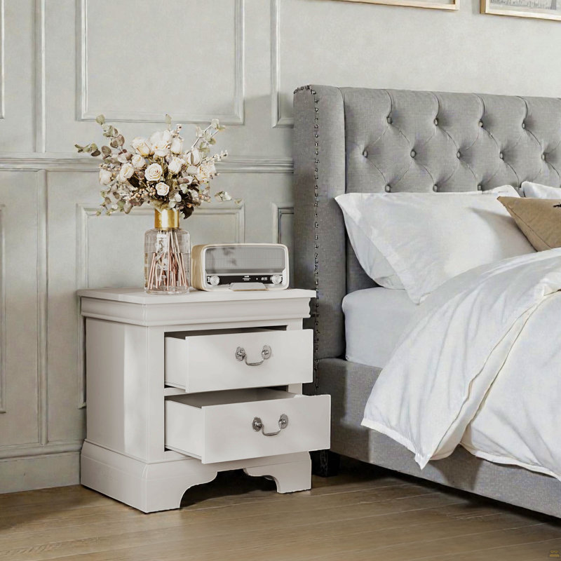 Table de chevet en bois, Blanc