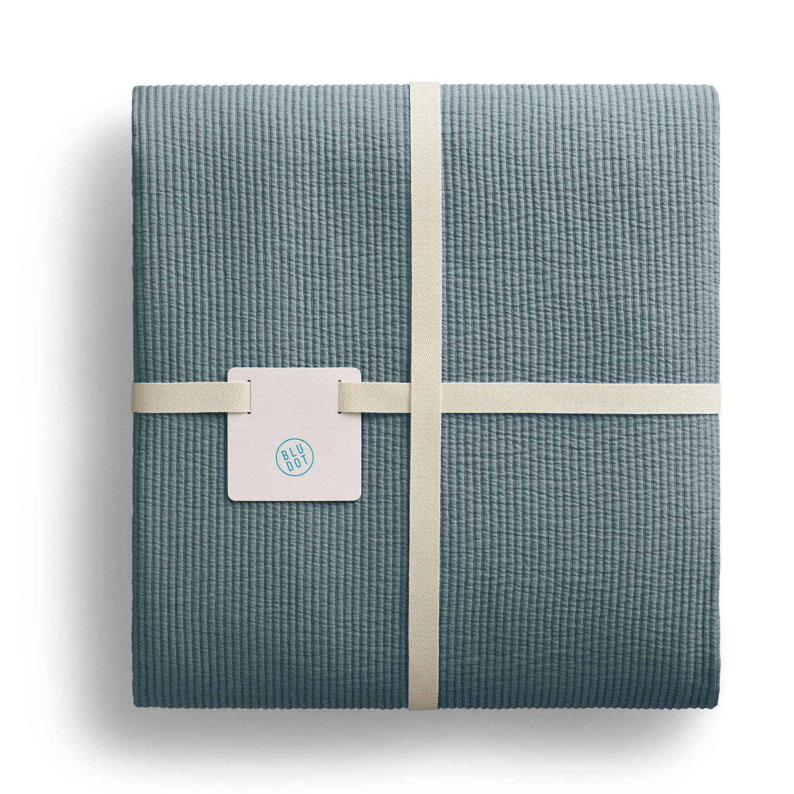 Ripple Cotton Coverlet Set, Gray Blue/Putty, King Bedspread + 2 King Shams
