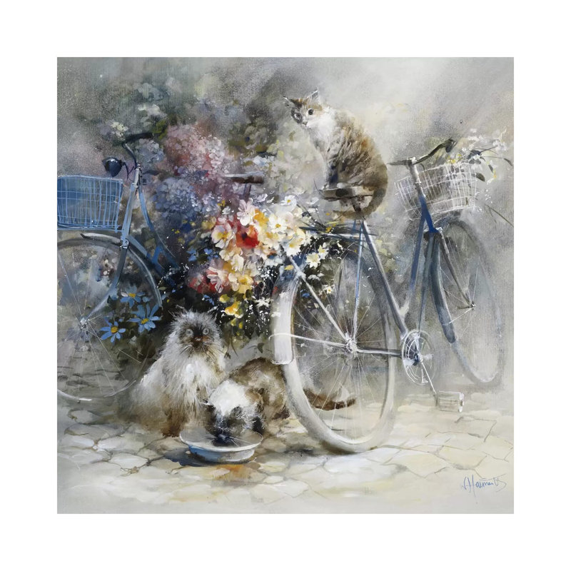 Bicycle Race by Willem Haenraets - Wrapped Canvas Painting, 30.48 cm H x 30.48 cm W