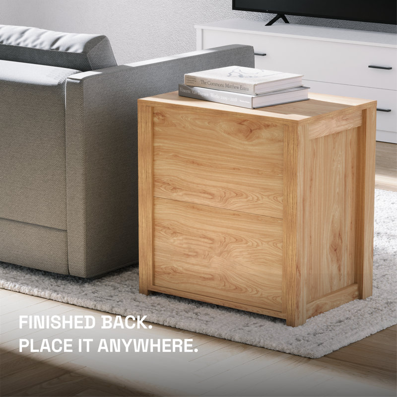 23” 2 Drawer Nightstand with Finished Back, Natural