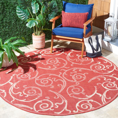 Tapis intérieur / extérieur rouge / naturel Arneshia