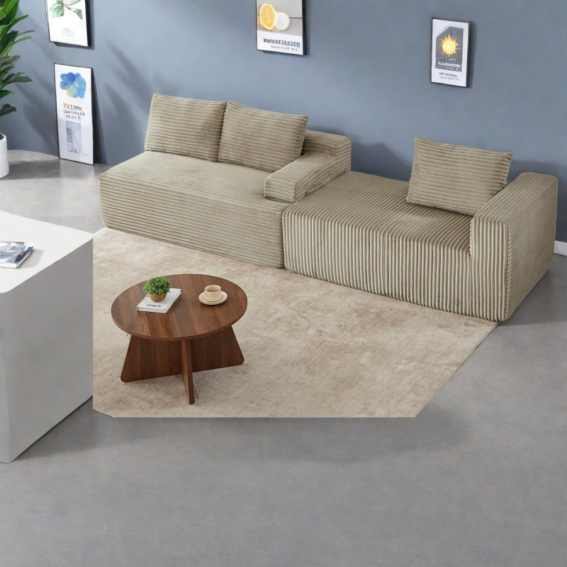 Canapé modulaire moelleux en velours côtelé, sans assemblage, style moderne pour la maison