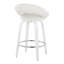 Tabouret de comptoir à hauteur fixe avec pivot en bois blanc et similicuir avec repose-pieds rond chromé - ensemble de 2-130474047