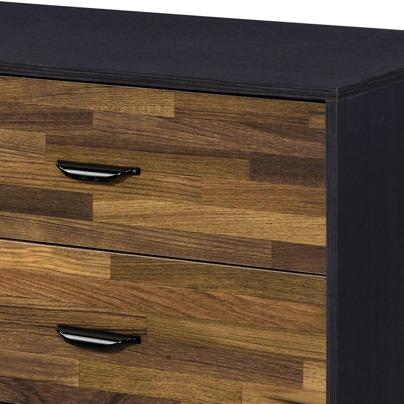 Commode 6 tiroirs noyer et noir