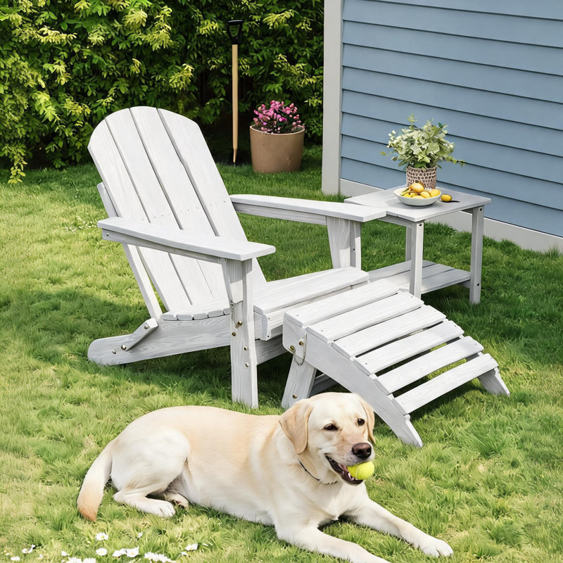Repose-pieds pliant Adirondack avec manette de jeu, Blanc