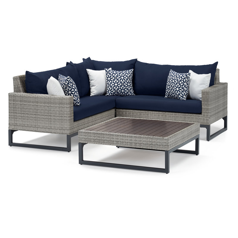 Sameko Outdoor 4 - Piece Conversation Set, Gray, Canvas Spa Sunbrella® Canvas
