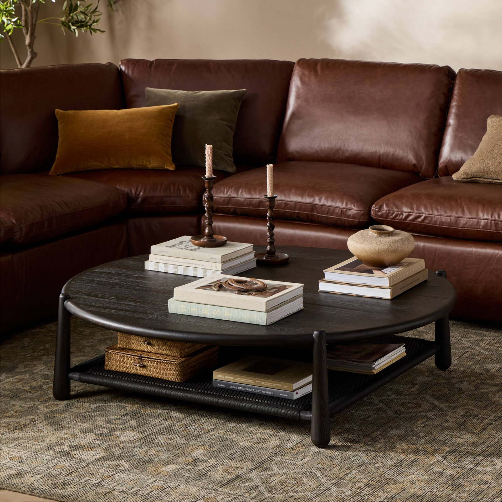 Salvador Coffee Table, Cracked Smoked Black Veneer