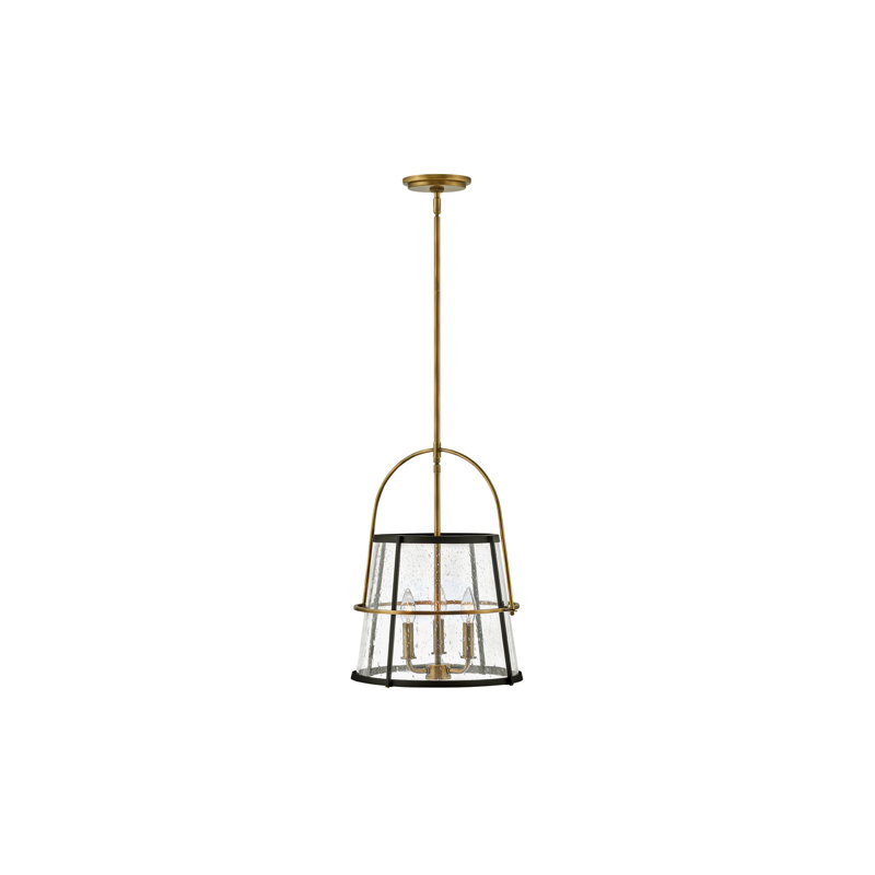 Luminaire suspendu tambour unique et remarquable à 3 lumières Tournon, Laiton héritage
