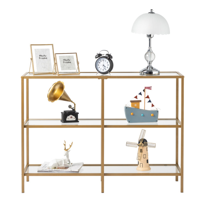 Kimberlye Glass Top Console Table, 28.74" H x 39.37" W x 11.81" D