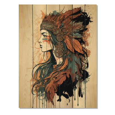 Portrait d'une femme bohémienne VII - reproduction de femme bohème sur bois de pin naturel