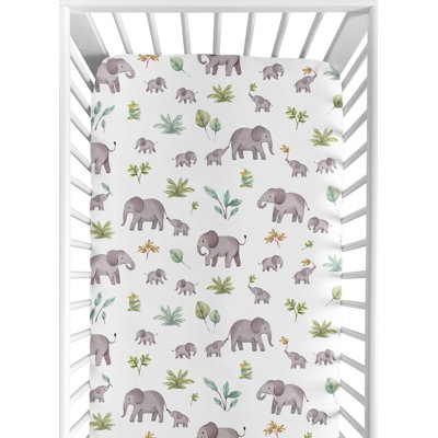 Watercolor Elephants Fitted Crib Sheet by Sweet Jojo Designs