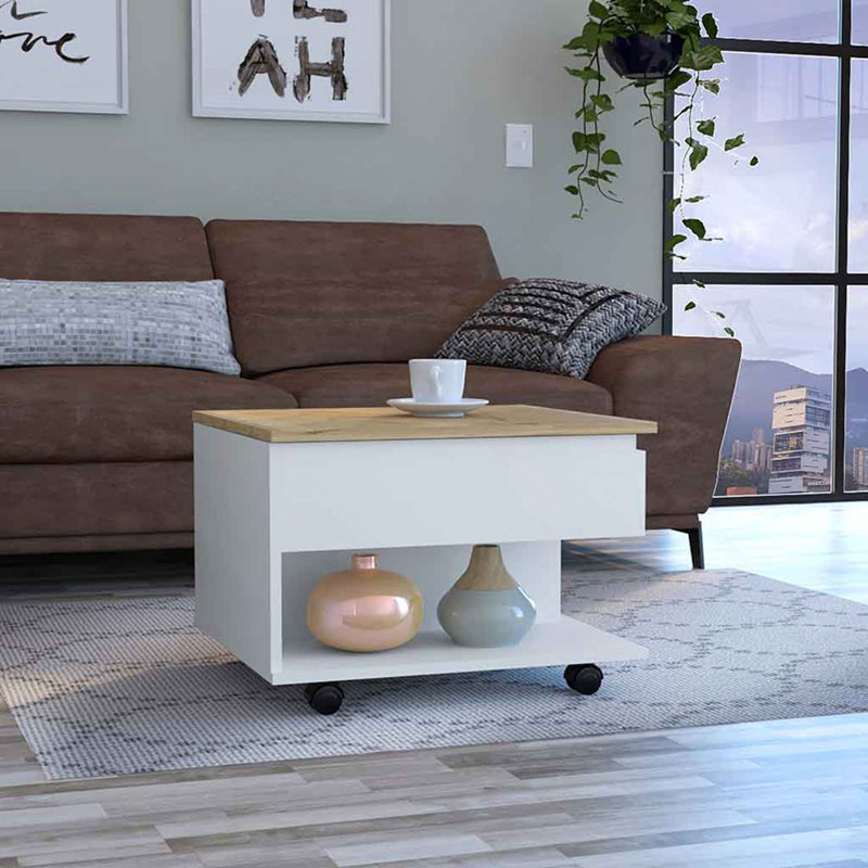 Lift Top Coffee Table, Casters, One Shelf