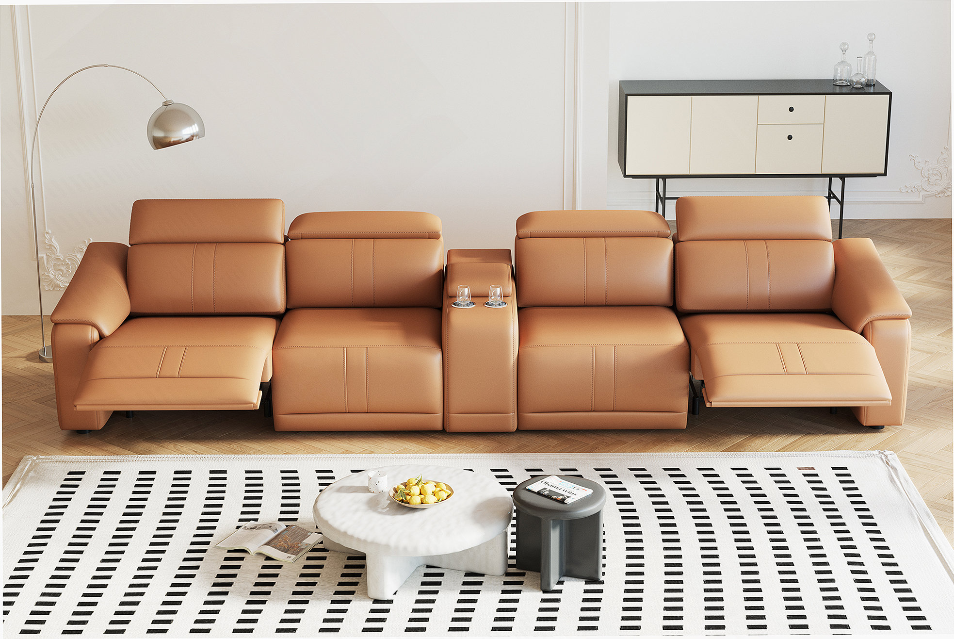 Latitude Run® Power Recliner Sofa Set, 4-Seat Reclining Sectional Sofa ...