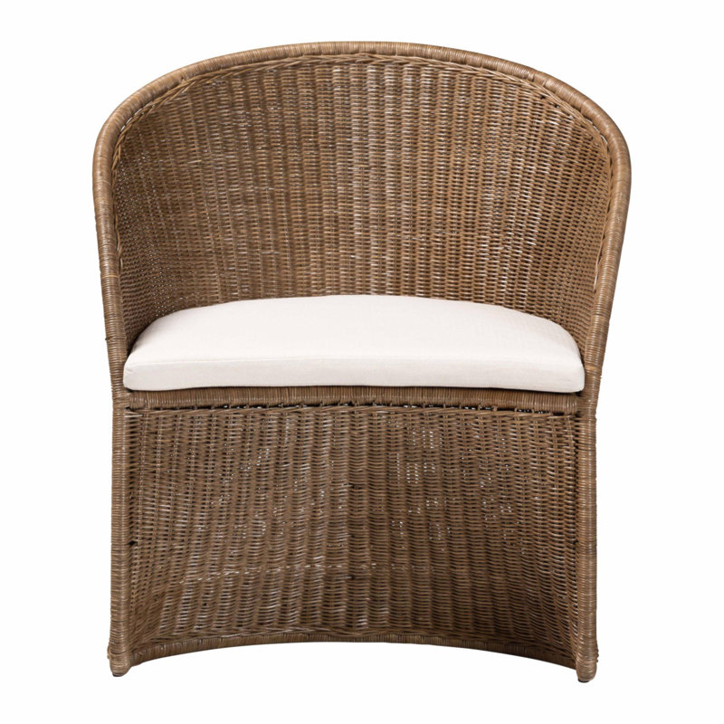 Fauteuil d'appoint bohémien en rotin gris délavé