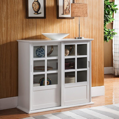 Bloodworth Wood Curio Cabinet with Glass Sliding Doors by Red Barrel Studio