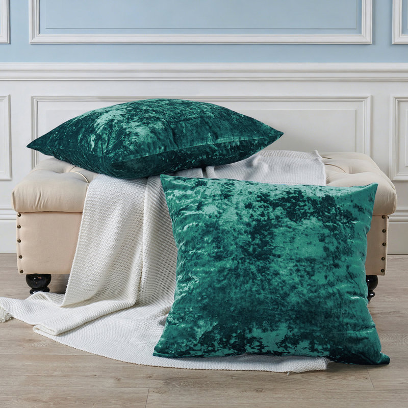 Housse de coussin en velours écrasé Euro, Saphir