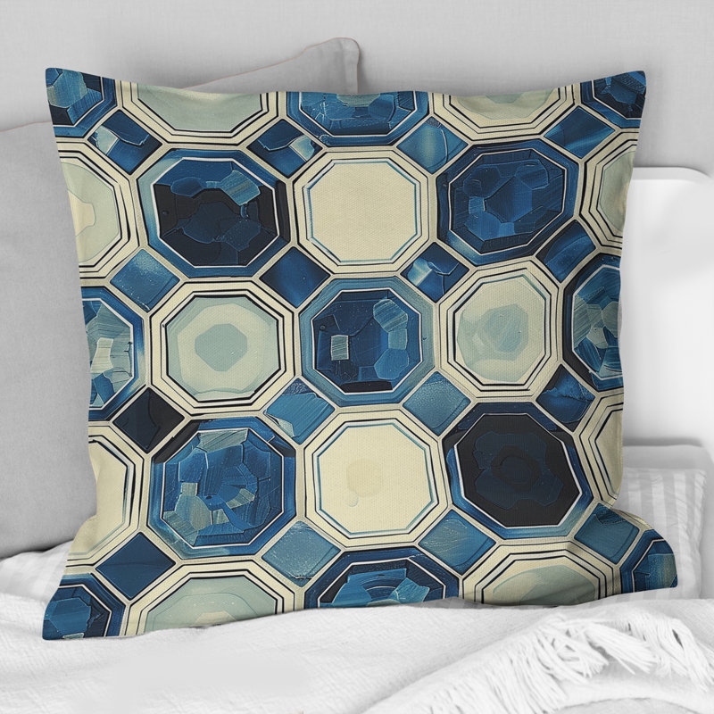 Coussin bleu beige Midcentury II - Midcentury, H 16 po x l 16 po