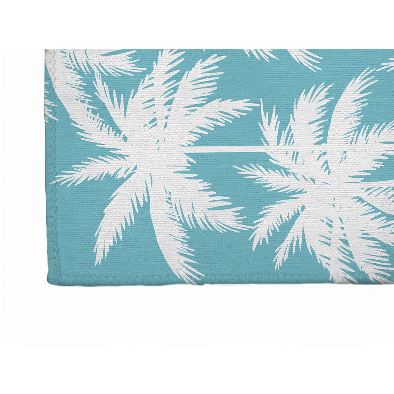 Paillasson Palm Welcome, Bleu, L 60 po x L 84 po