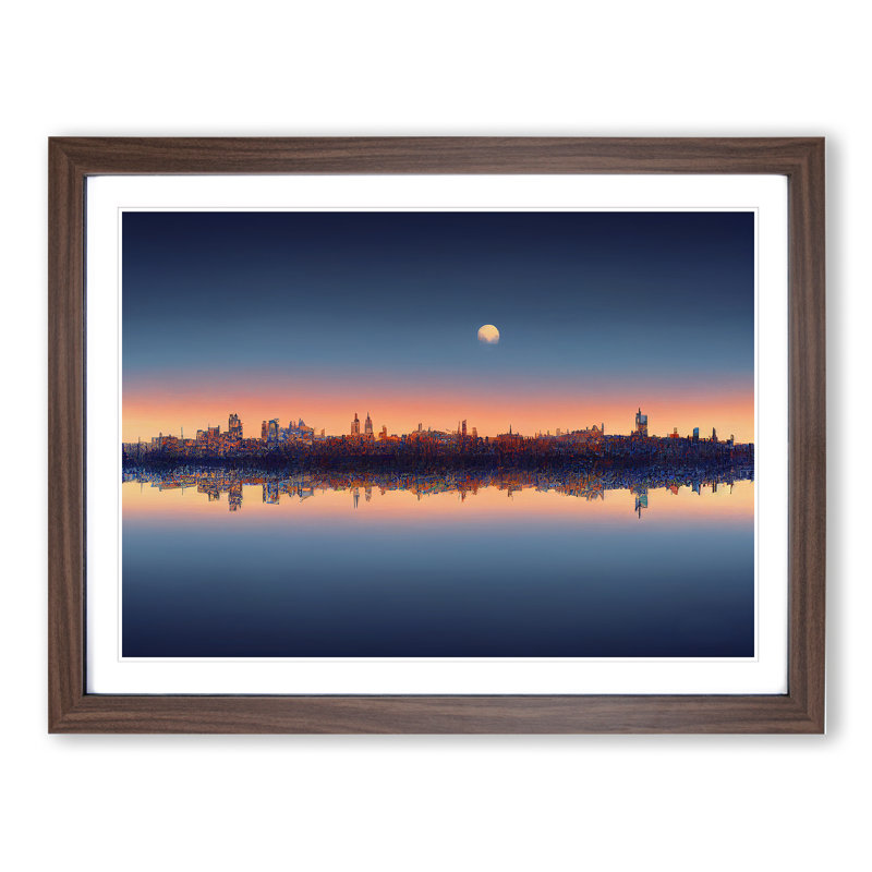 Stimulating Skyscraper Skyline - Framed Print, 46cm H x 64cm W x 2cm D, Walnut Framed