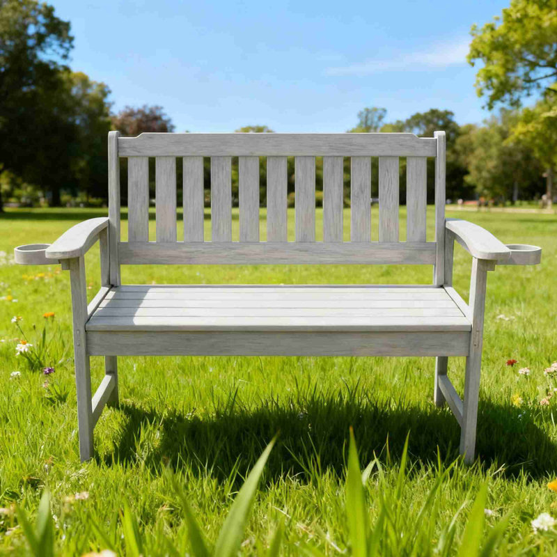 All-Weather HIPS Outdoor Bench, Light Gray