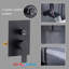 Système de douche moderne à fixation au plafond noir mat avec pomme de douche à haute pression, corps de valve à main, garniture brute et garniture inclus