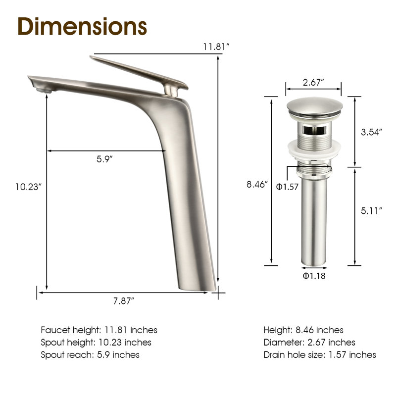 Robinet pour salle de bain à poignée simple, Argent