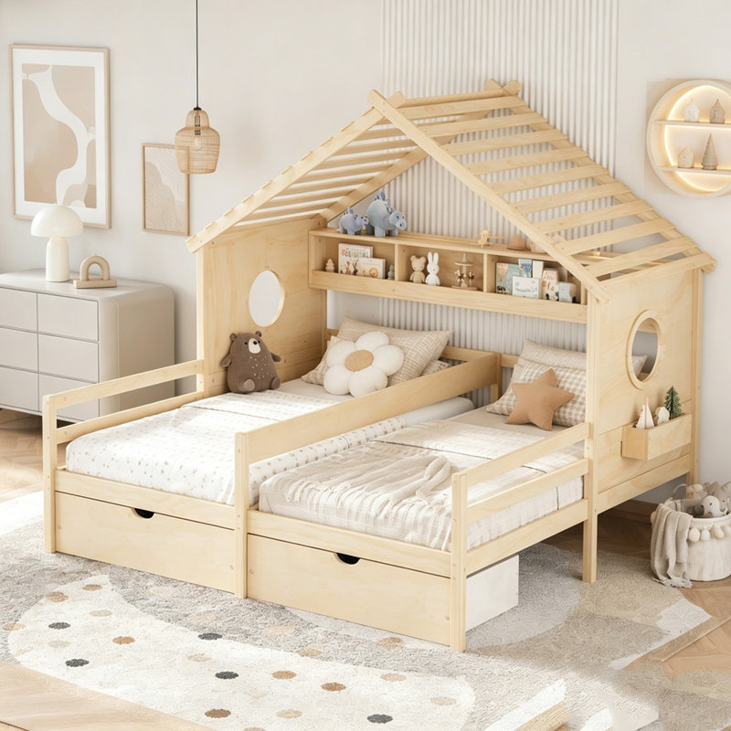 Lit superposé simple pour enfants avec rangement