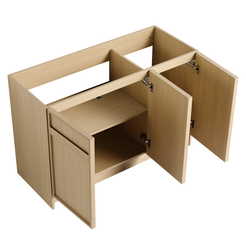 60" Bathroom Vanity With 4 Soft-Close Doors - Modern Oak Plywood For Decoration Freestanding Dresser Construction, 48"