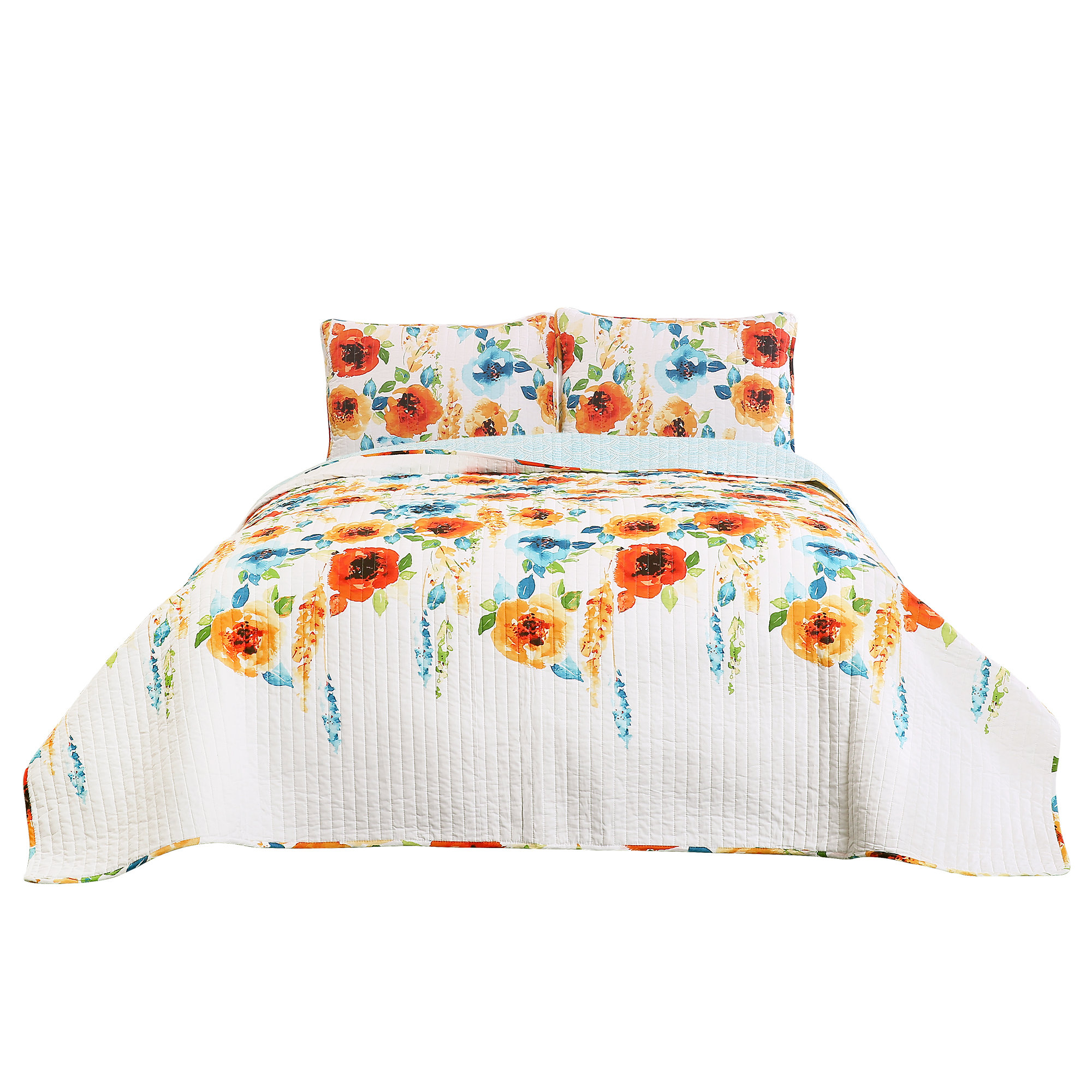 Lush Decor Percy Bloom Cotton Reversible 3 Piece Quilt Set & Reviews ...