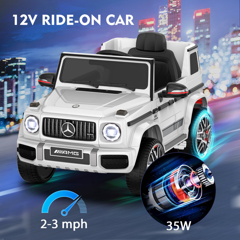 12V White Mercedes-Benz G63 Kids Ride-On SUV with Remote