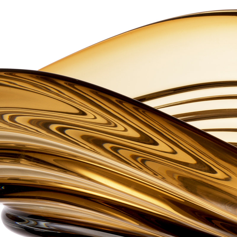Pheadra Handmade Glass Decorative Bowl, 6.3" H x 15.75" W x 10.24" D, Brown