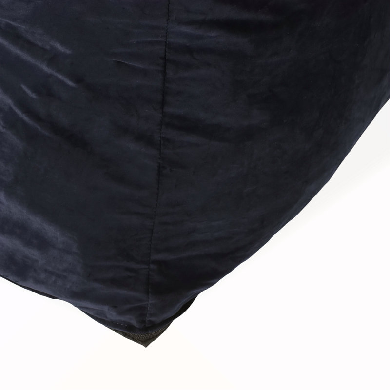 Velveteen Bean Bag Chair With Armrests, Midnight Blue Velvet, 30.11" H x 40.11" W x 40.11" D
